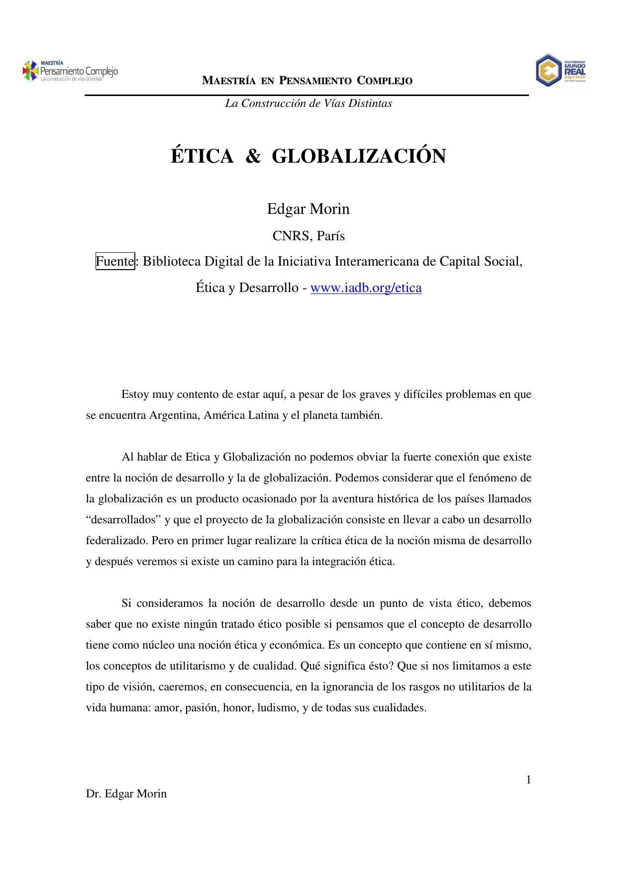 Ética y Globalización